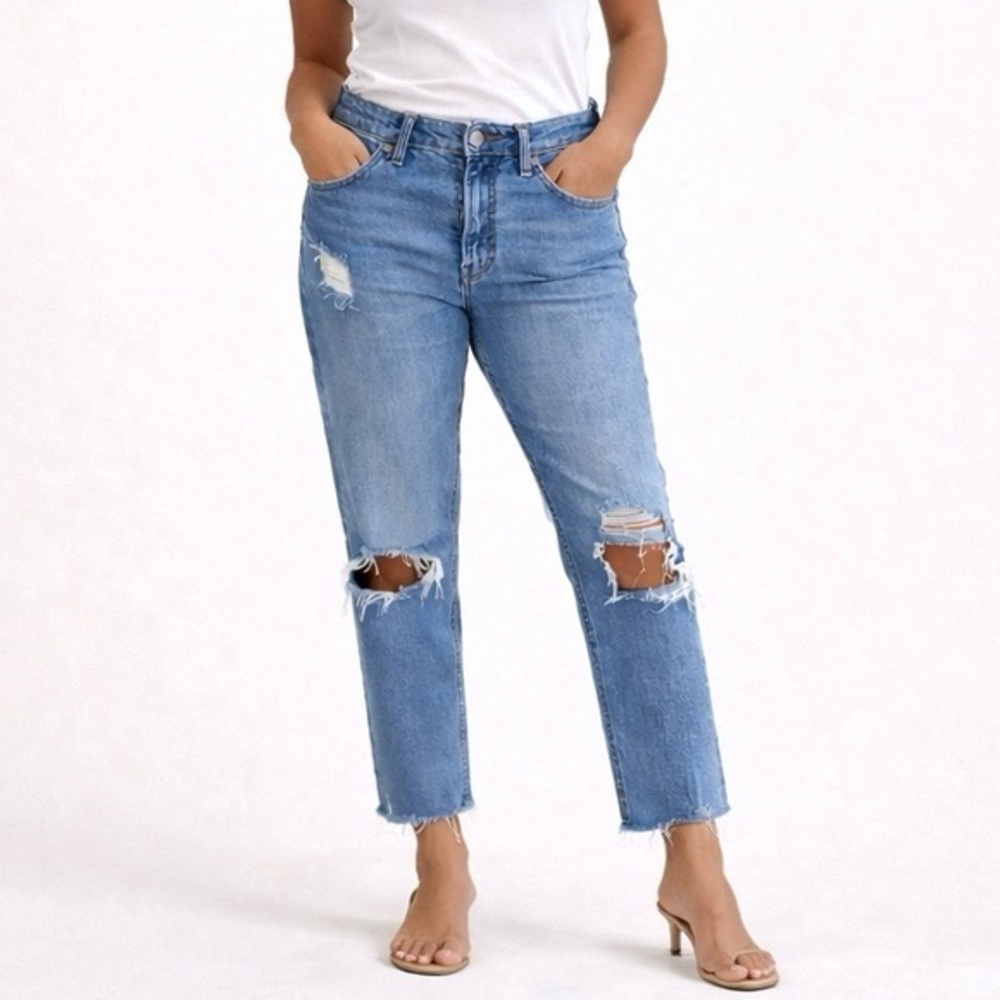 Mother Superior The Tomcat Distressed Straight Leg Jeans Size 27 Button Fly